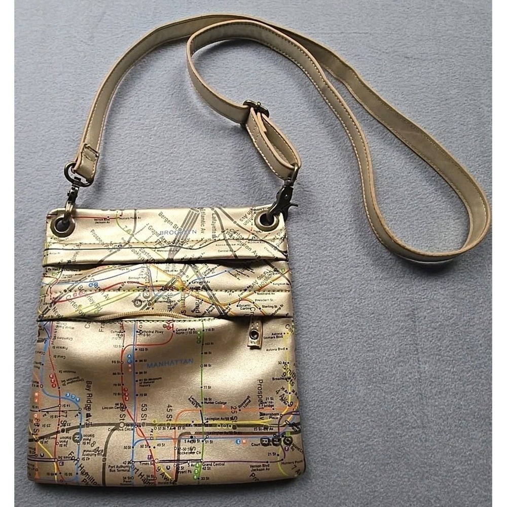 New York Subway Line Officially Licensed Brand‎ Gold Purse Shoulder Handbag